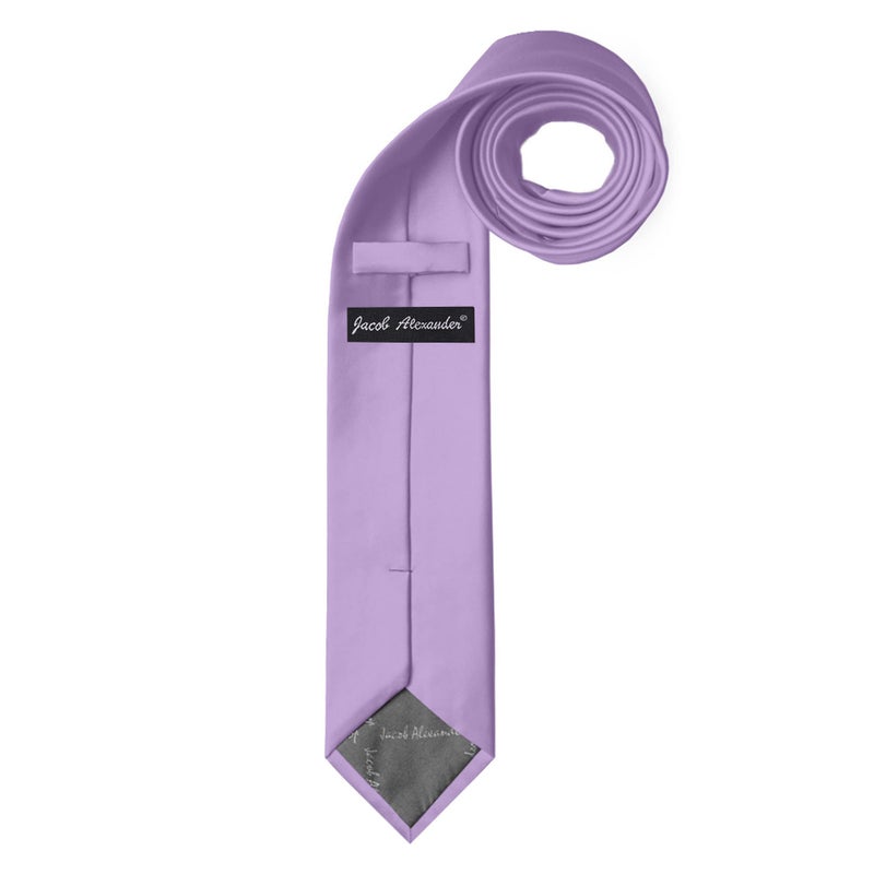Jacob Alexander Men's Slim Width 2.75" Solid Color Tie - Lavender - Image 2